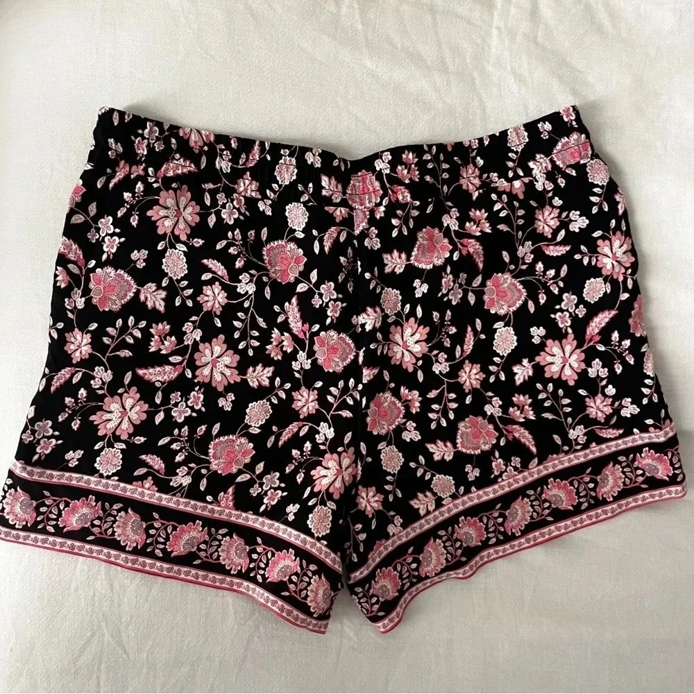 LOFT Beachy Boho Pink Floral Elastic Waist Pull On Summer Shorts